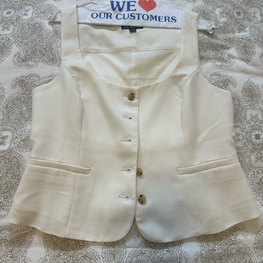 J. Crew Ivory Button-Up Vest